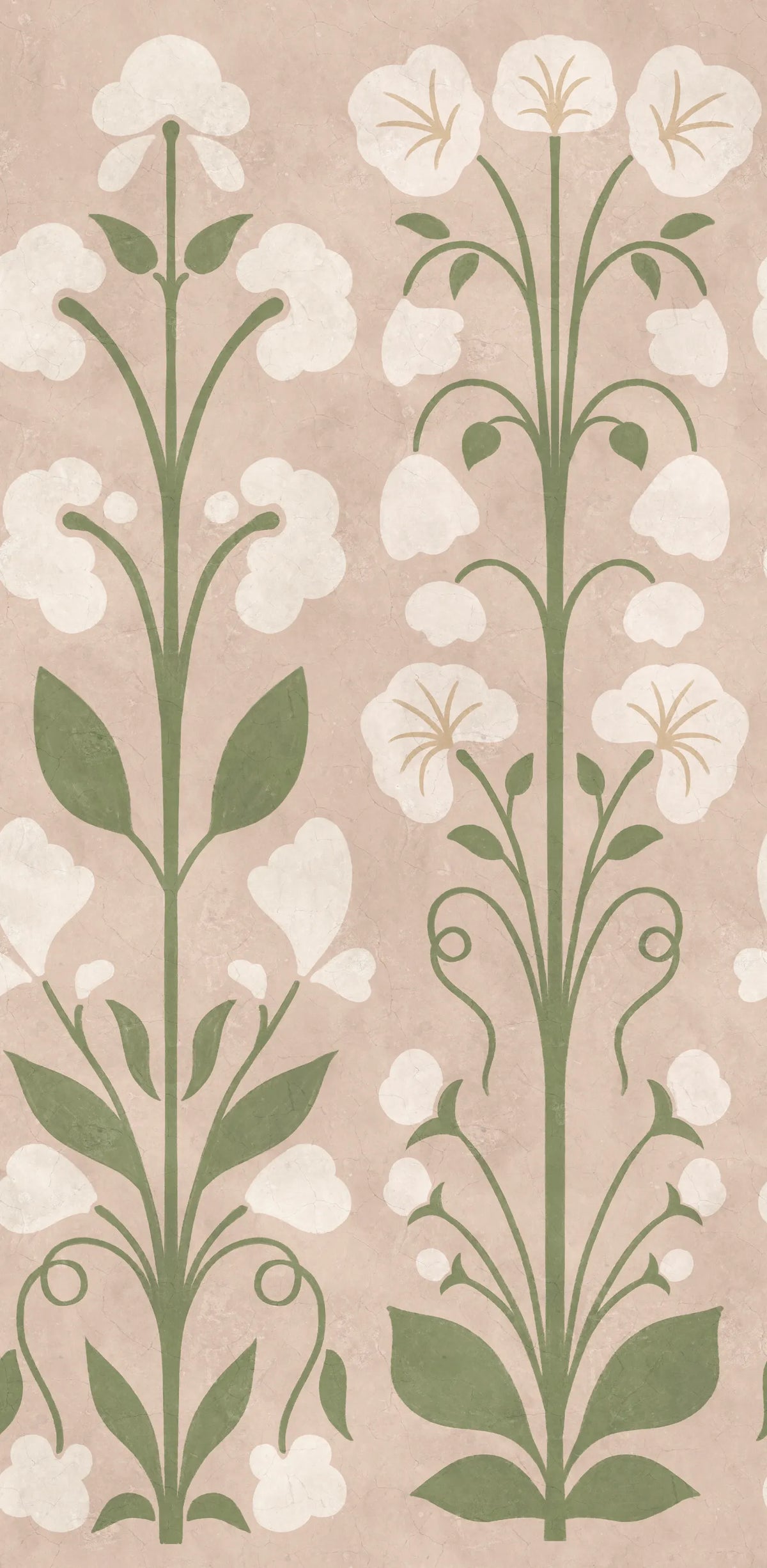 Folk Flower, Pink Mural Wallpaper - pure wallpaper artwork
