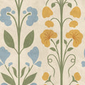 Folk Flower, Yellow Mural Wallpaper - pure wallpaper artwork