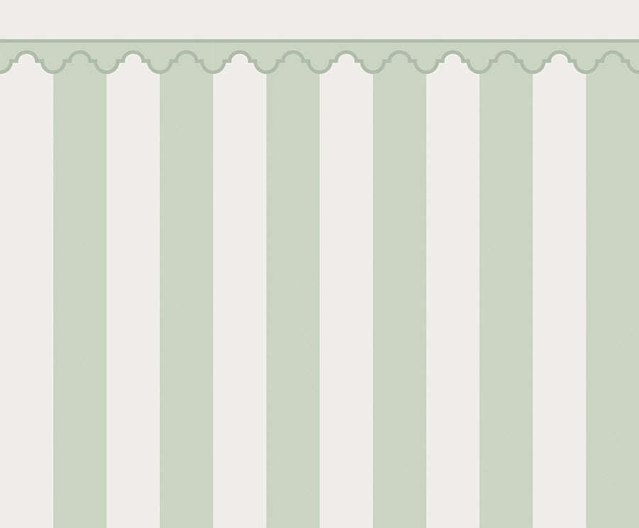 Stripe Chateau, Green Mural Wallpaper