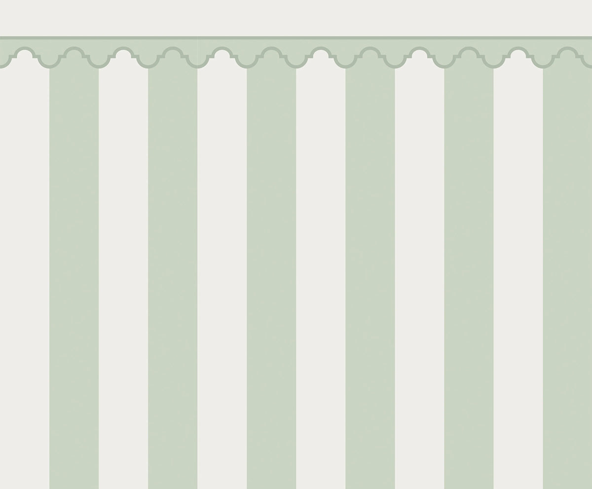 Stripe Chateau, Green Mural Wallpaper - pure wallpaper artwork