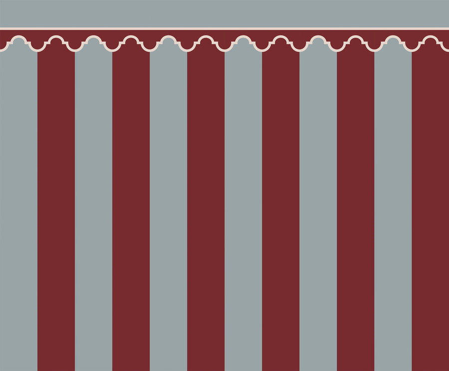 Stripe Chateau, Red Mural Wallpaper