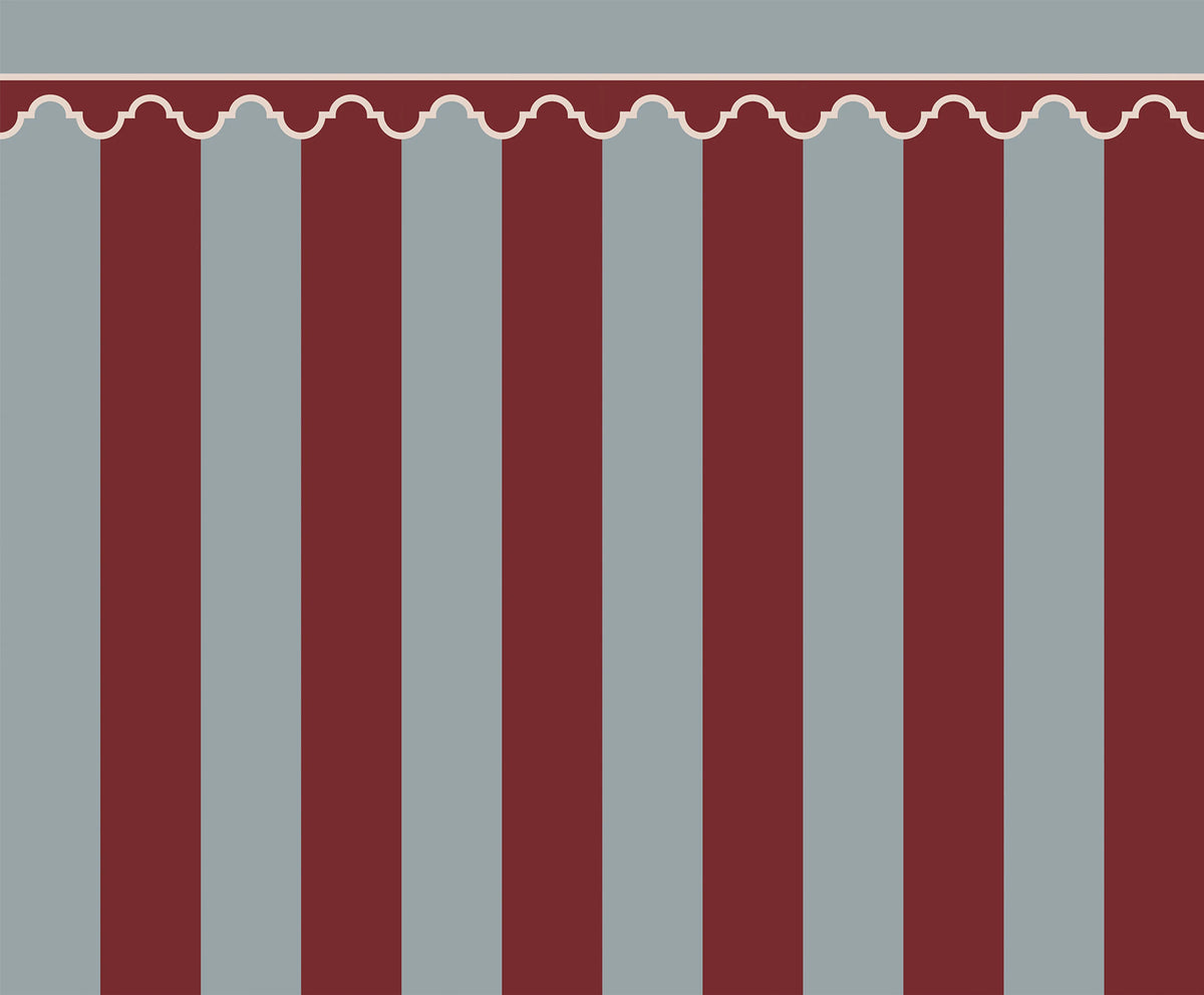 Stripe Chateau, Red Mural Wallpaper - pure wallpaper artwork