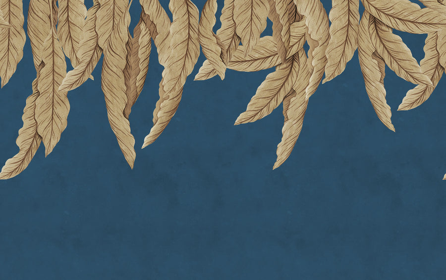 Hanging Palms, Blue Mural Wallpaper