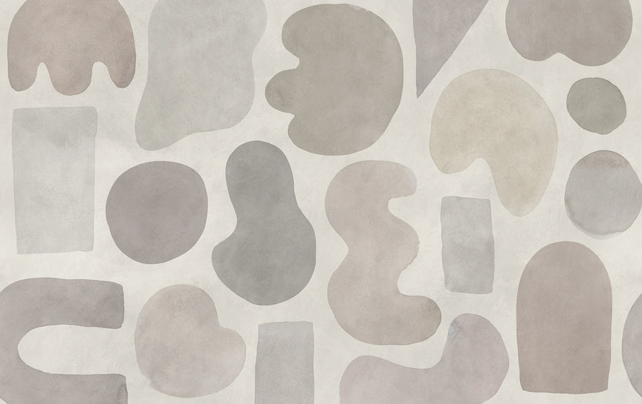 Watercolor Shapes, Beige Mural Wallpaper