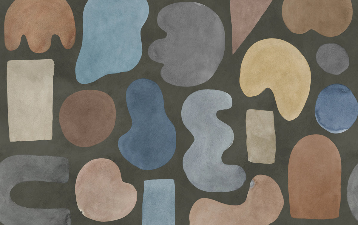 Watercolor Shapes, Dark Mural Wallpaper - pure wallpaper artwork
