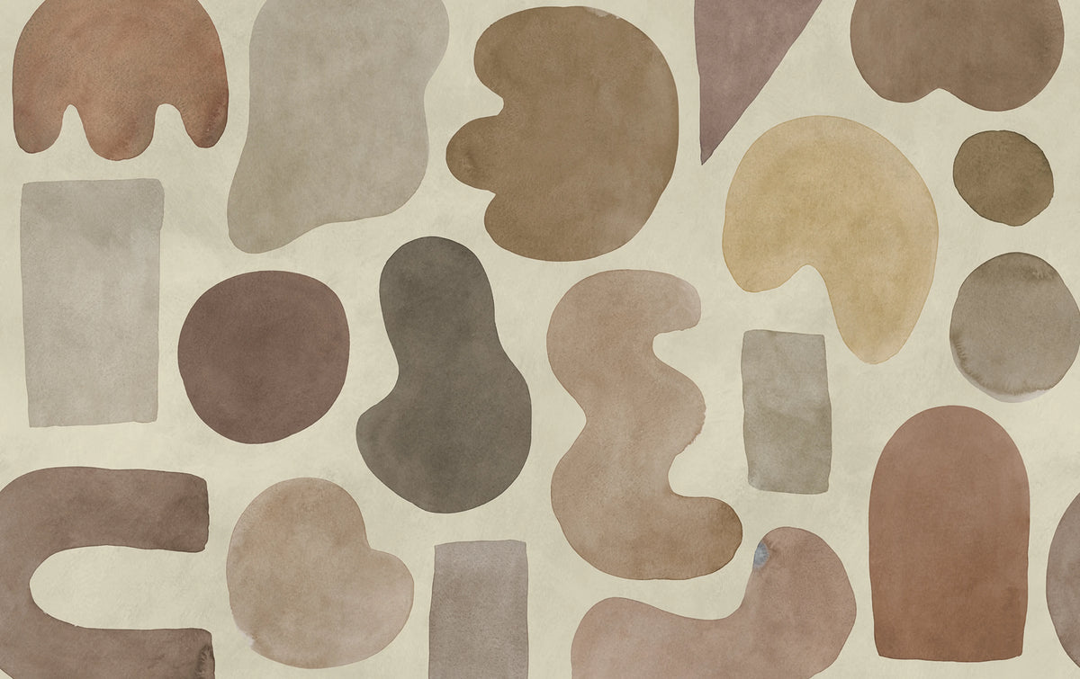 Watercolor Shapes, Brown Mural Wallpaper - pure wallpaper artwork