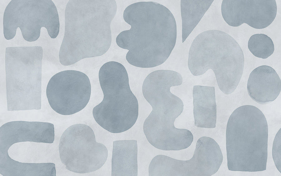 Watercolor Shapes, Blue Mural Wallpaper