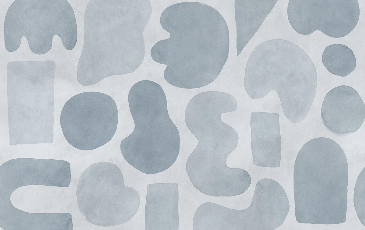 Watercolor Shapes, Blue Mural Wallpaper - pure wallpaper artwork