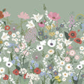 Playful Meadow, Green Mural Wallpaper - pure wallpaper artwork