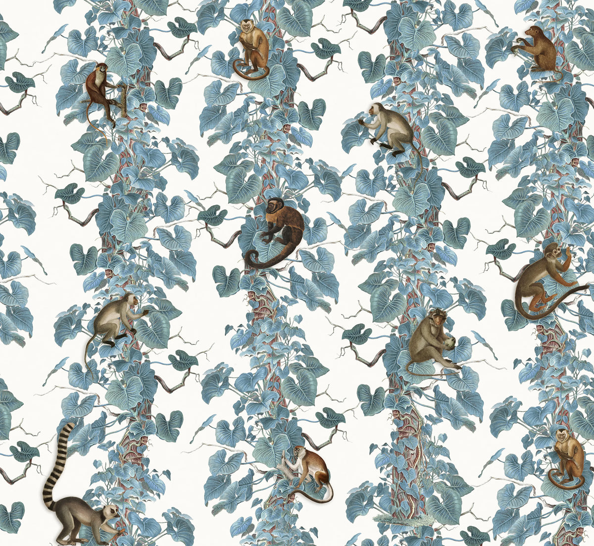 Monkey Climbers, Blue Mural Wallpaper - pure wallpaper artwork