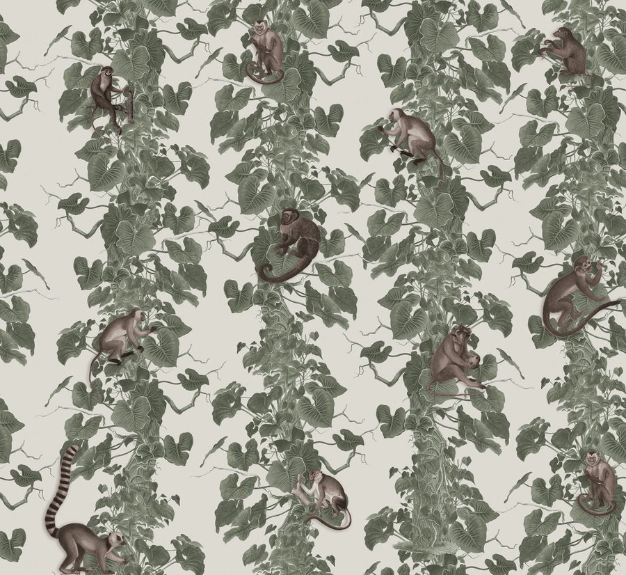 Monkey Climbers, Beige Mural Wallpaper