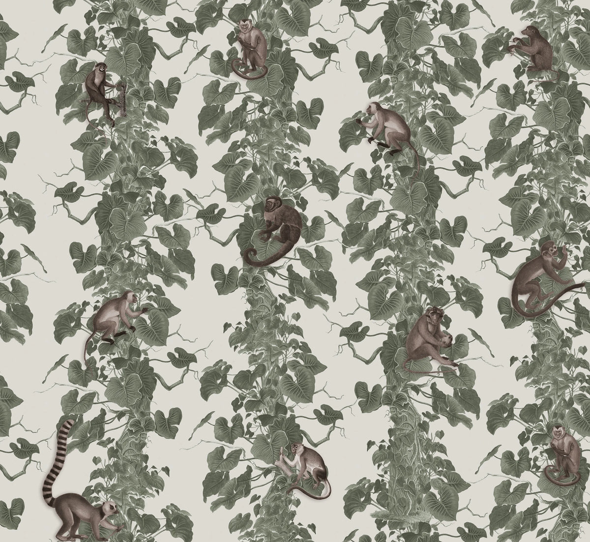 Monkey Climbers, Beige Mural Wallpaper - pure wallpaper artwork