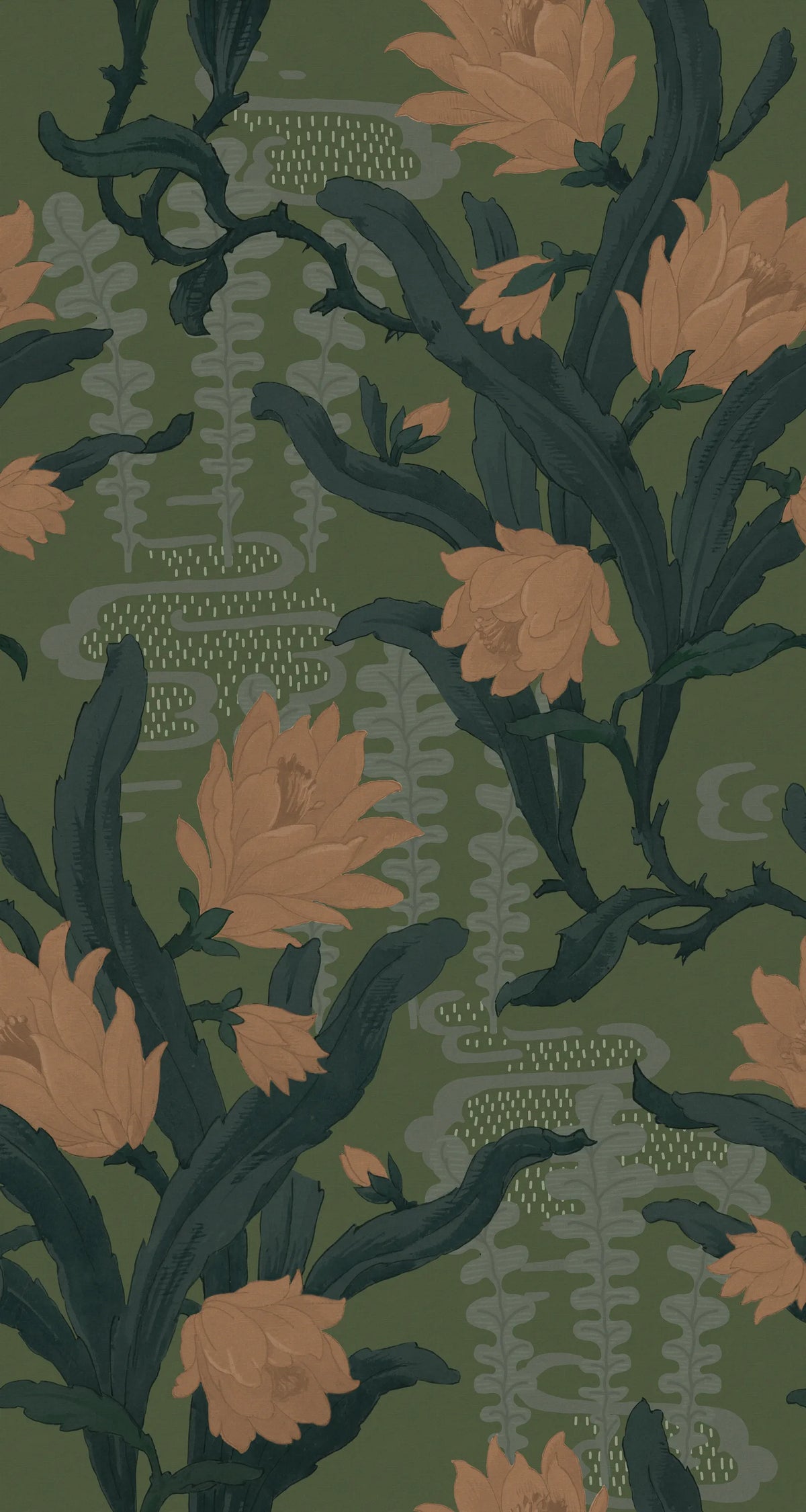 Flower in Pond, Green Mural Wallpaper - pure wallpaper artwork