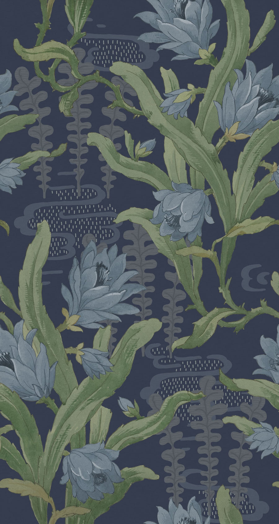 Flower in Pond, Blue Mural Wallpaper