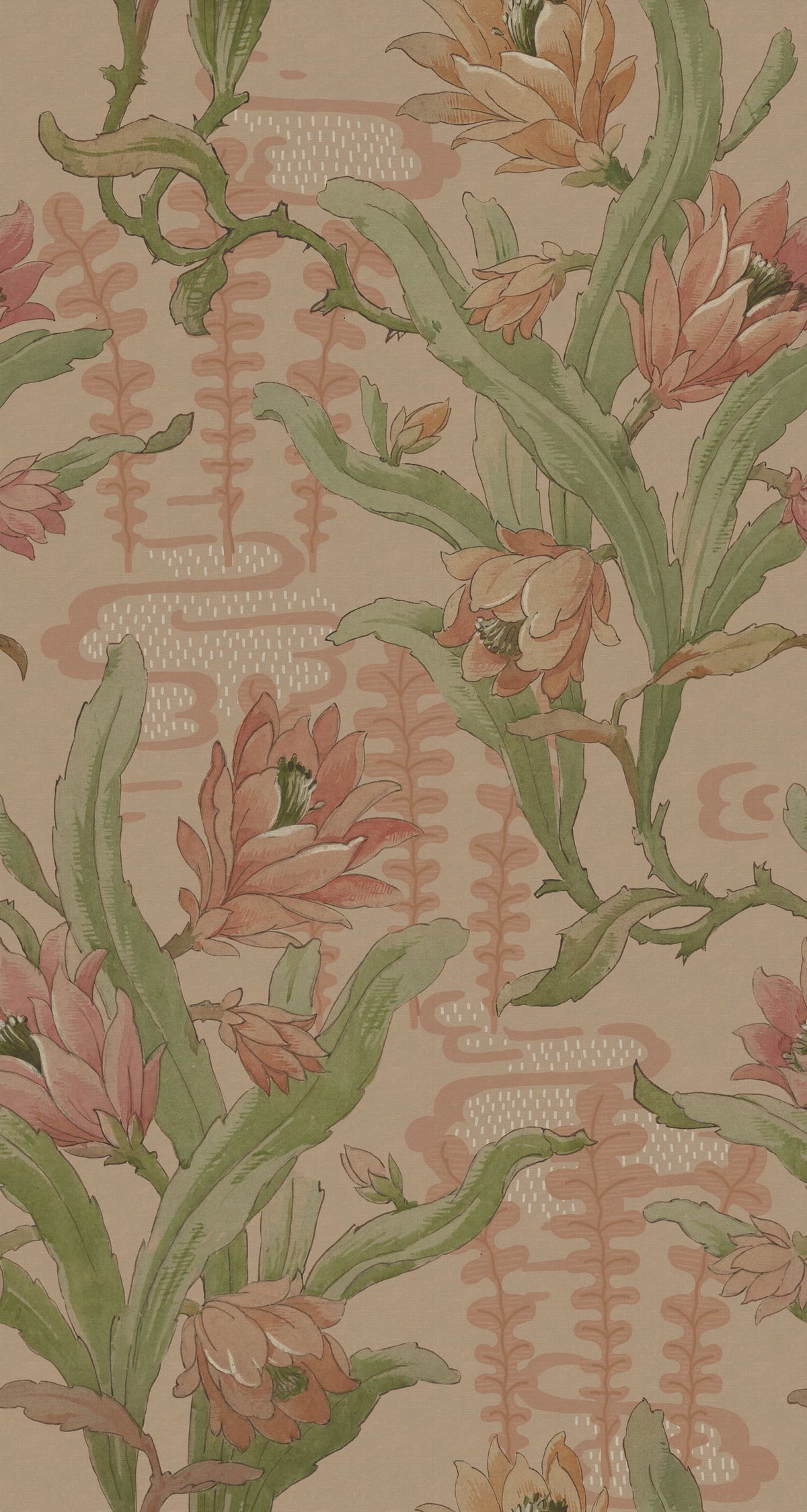 Flower in Pond, Beige Mural Wallpaper - pure wallpaper artwork