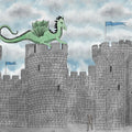 Dragon Castle, Blue Mural Wallpaper - pure wallpaper artwork