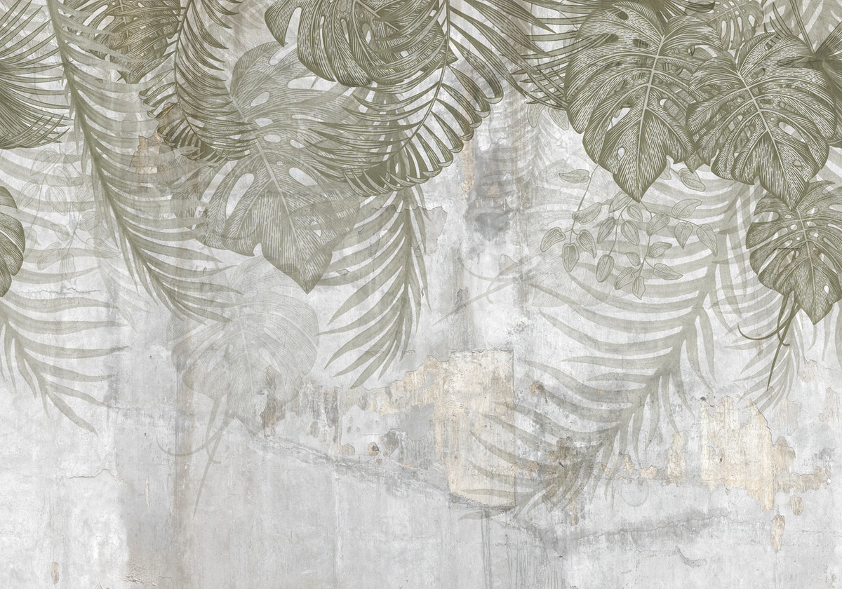 Monstera Wall, Green Mural Wallpaper - pure wallpaper artwork