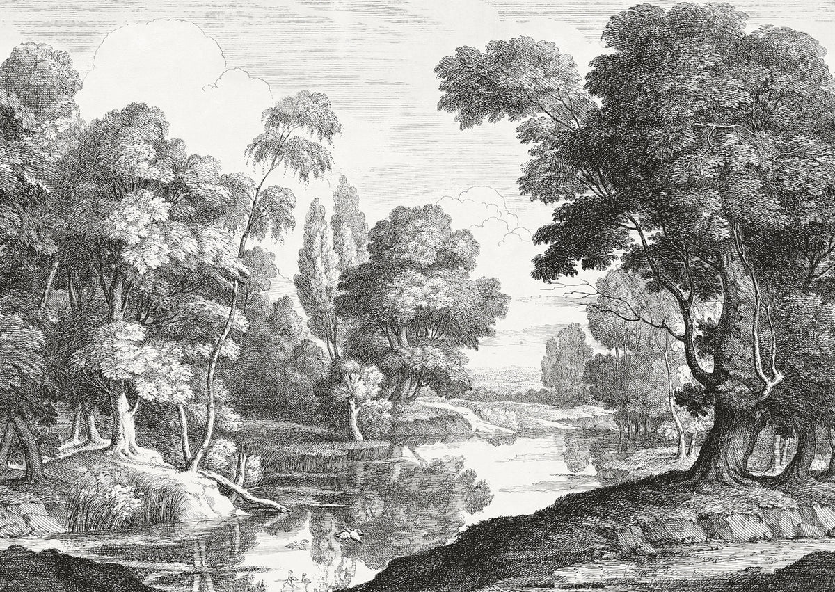 Etching Park, Black Mural Wallpaper - pure wallpaper artwork