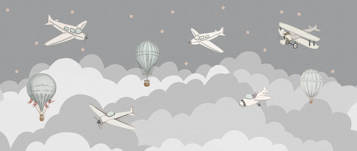 Fly Away, Gray Mural Wallpaper - pure wallpaper artwork