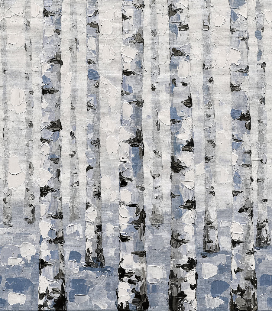 Birch Forest, Blue Mural Wallpaper
