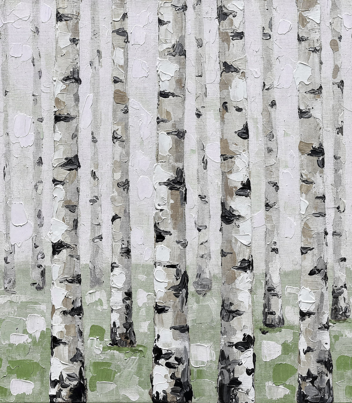 Birch Forest, Green Mural Wallpaper - pure wallpaper artwork