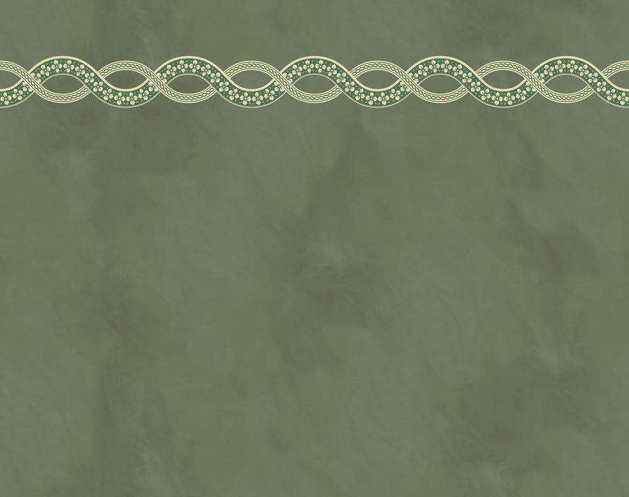 Ivory Braid, Green Mural Wallpaper