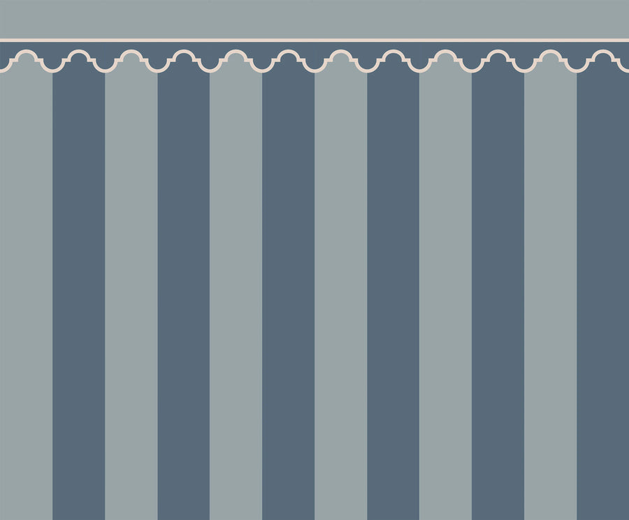 Stripe Chateau, Blue Mural Wallpaper