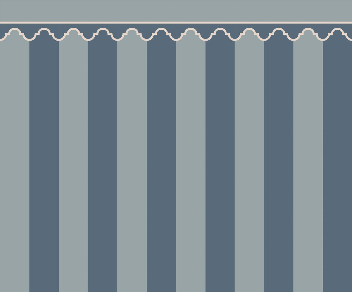 Stripe Chateau, Blue Mural Wallpaper - pure wallpaper artwork