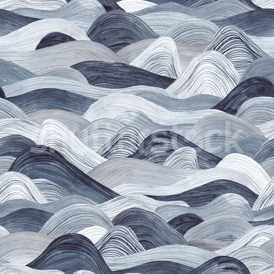Ocean Waves, Blue Mural Wallpaper