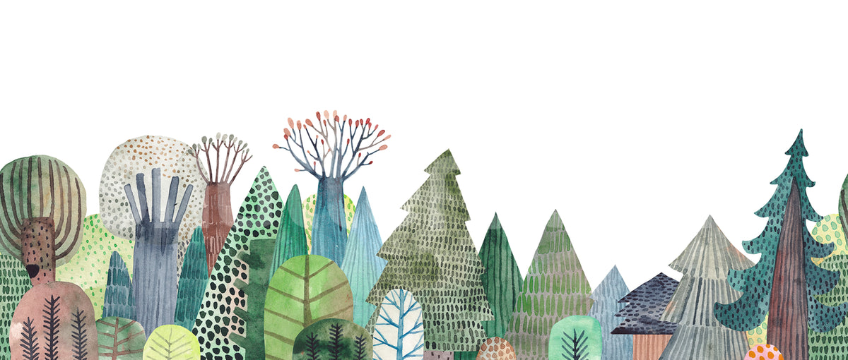 Tales of Woodland, Green Mural Wallpaper - pure wallpaper artwork