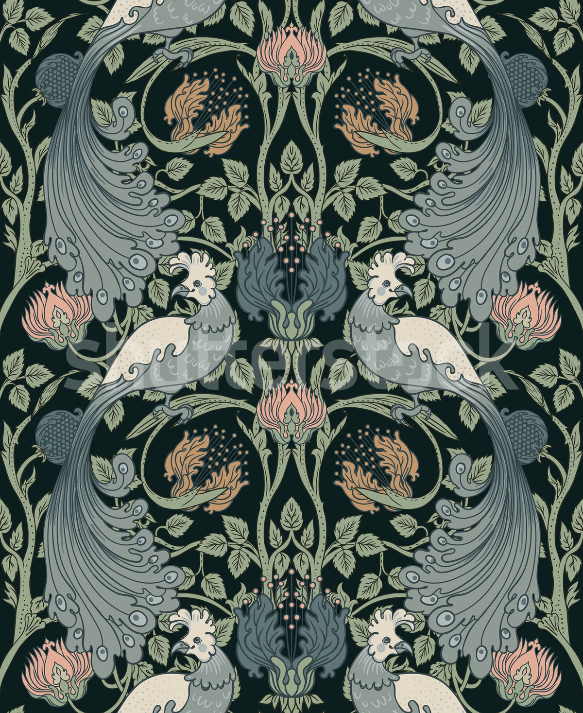 Birds of Paradise, Dark Mural Wallpaper - pure wallpaper artwork