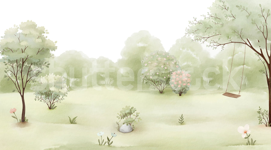 The Garden, Soft Green Mural Wallpaper