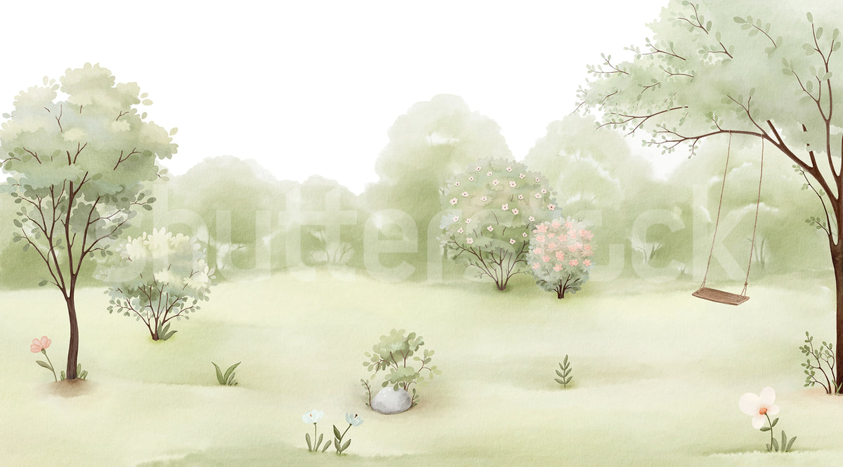 The Garden, Soft Green Mural Wallpaper - pure wallpaper artwork