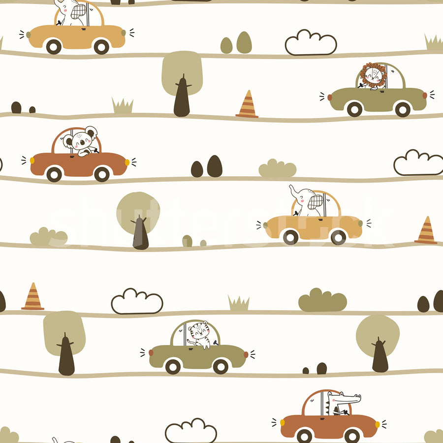 On the Road, Pastel Mural Wallpaper