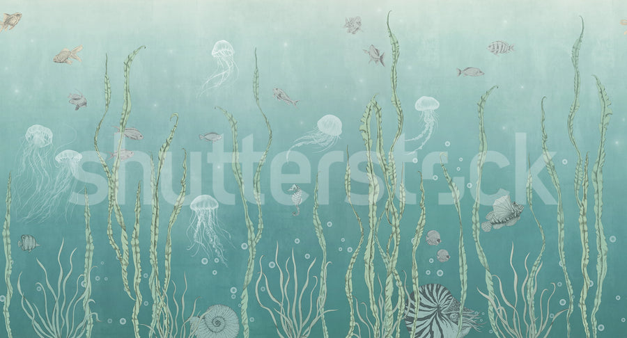Below the Surface, Blue Mural Wallpaper