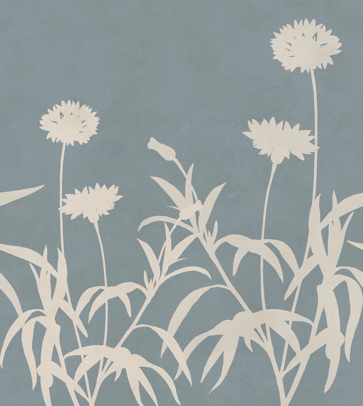 Floral Silhouette, Blue Mural Wallpaper - pure wallpaper artwork