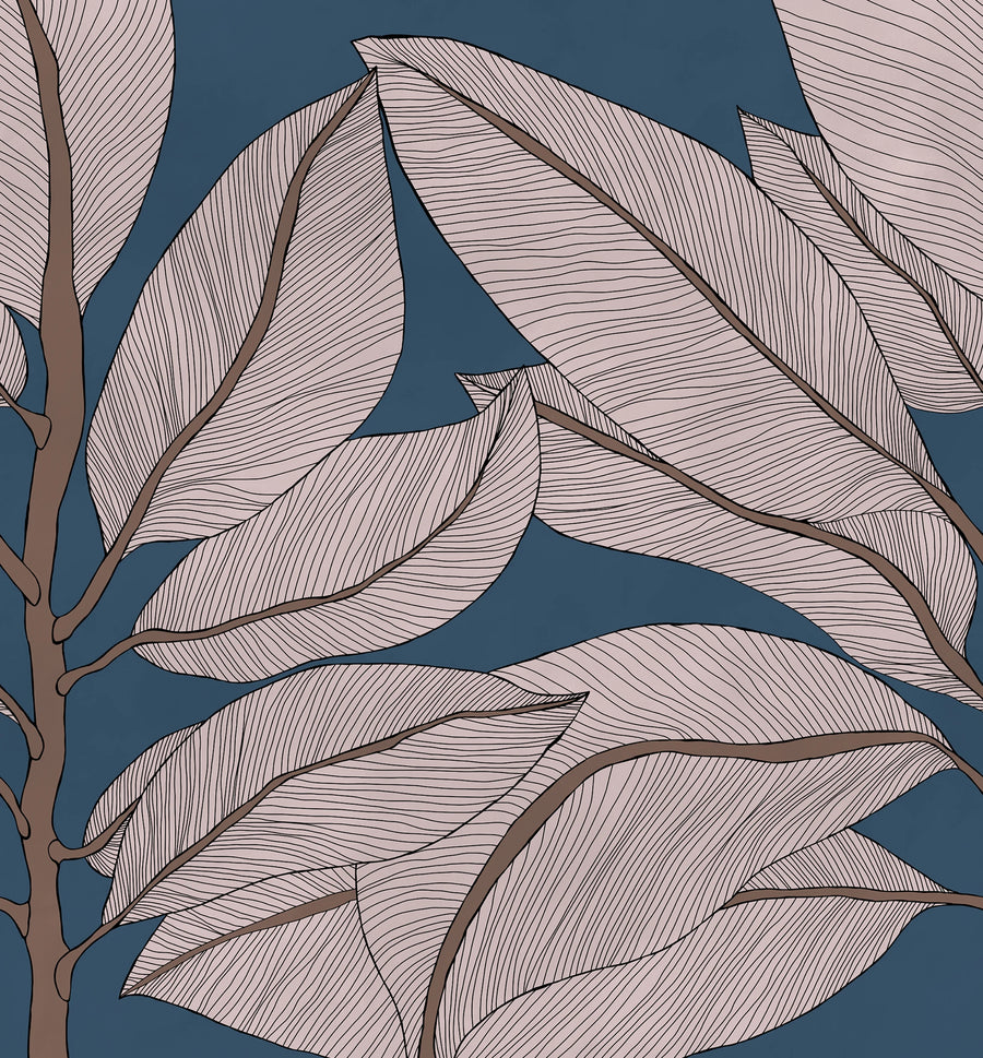 Ruby Lines, Dark Blue Mural Wallpaper