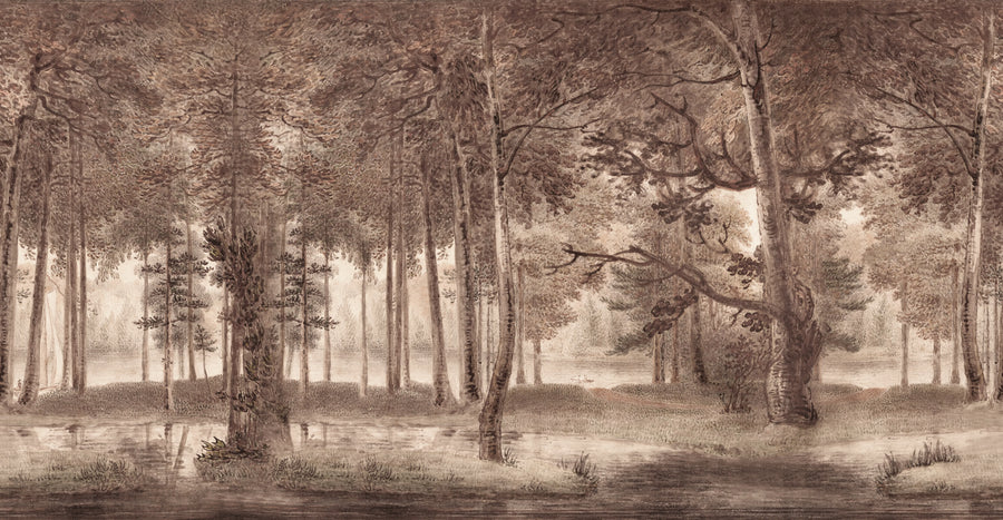Lovers Forest, Burgundy Mural Wallpaper