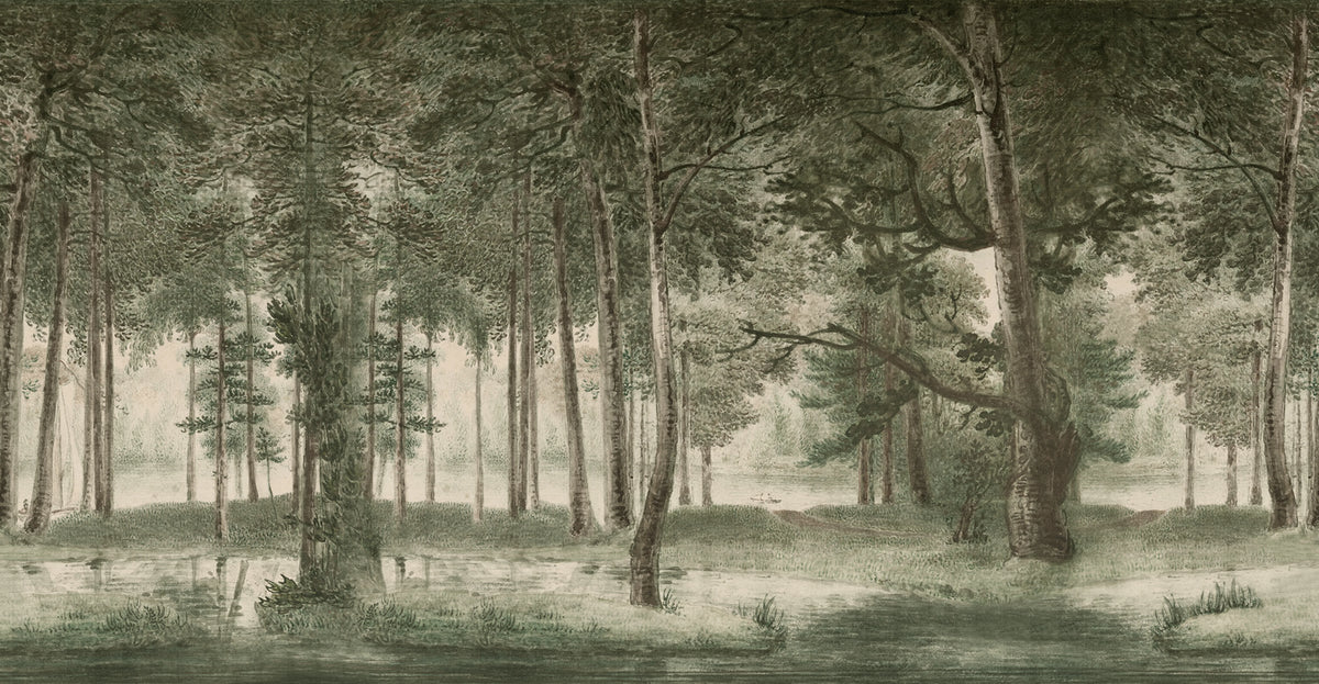 Lovers Forest, Green Mural Wallpaper - pure wallpaper artwork