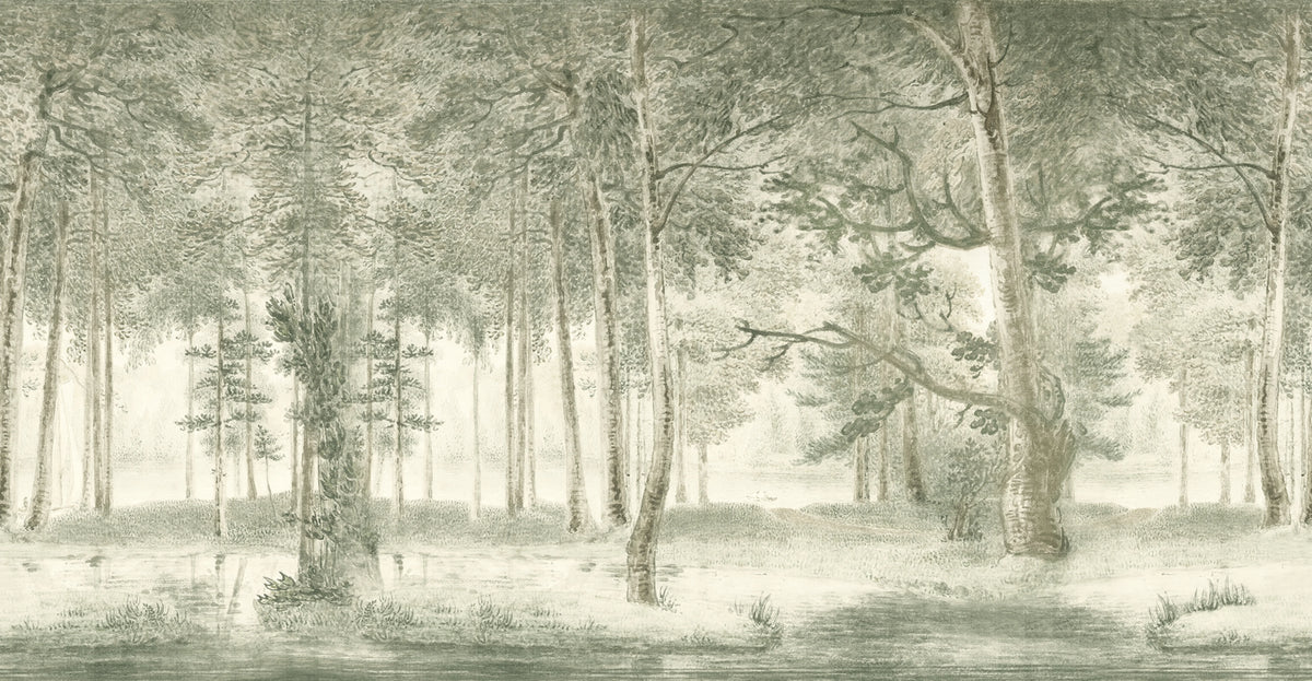 Lovers Forest, Light Green Mural Wallpaper - pure wallpaper artwork