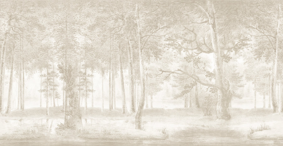 Lovers Forest, Beige Mural Wallpaper