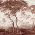 The Green Forest, Burgundy Mural Wallpaper - pure wallpaper artwork