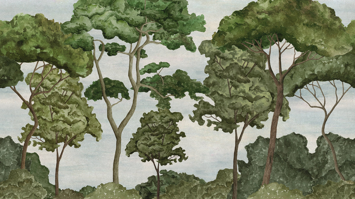 Tree Parade, Green Mural Wallpaper - pure wallpaper artwork