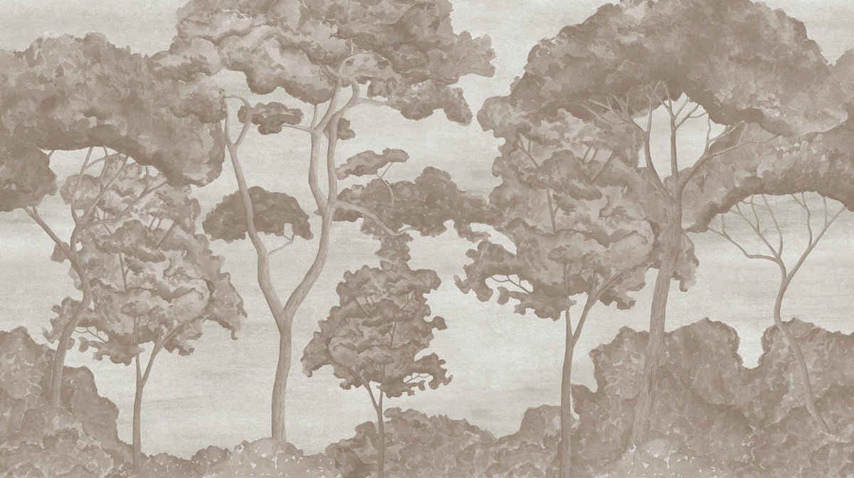 Tree Parade, Beige Mural Wallpaper - pure wallpaper artwork