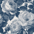 Bold Roses, Blue Mural Wallpaper - pure wallpaper artwork