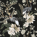 Graceful Cranes, Dark Mural Wallpaper - pure wallpaper artwork
