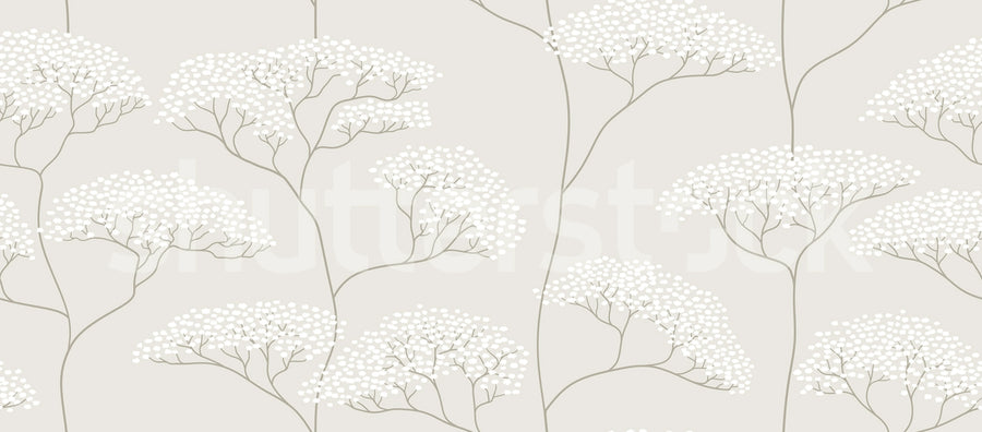 Cow Parsley, Gray Mural Wallpaper