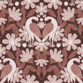 Dreamy Birds, Burgundy Mural Wallpaper - pure wallpaper artwork