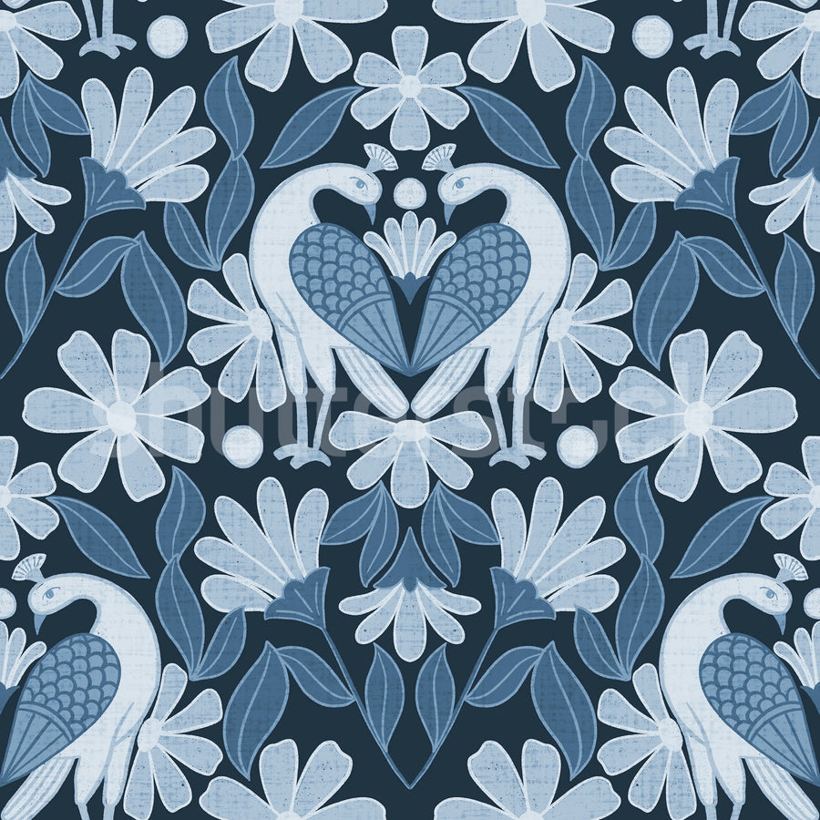 Dreamy Birds, Blue Mural Wallpaper