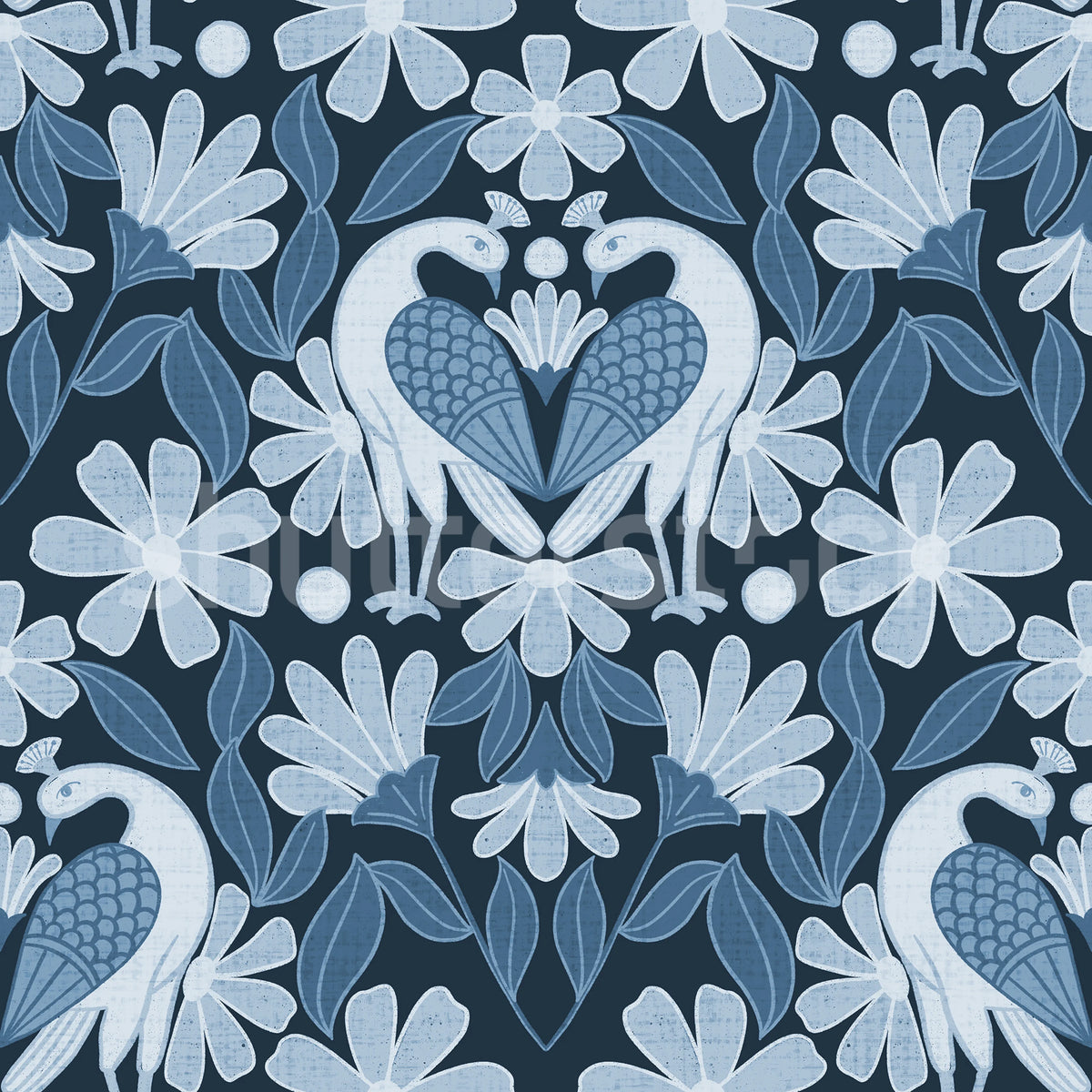 Dreamy Birds, Blue Mural Wallpaper - pure wallpaper artwork